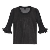 Ganni Black Sheer Jacquard Top