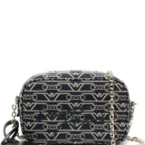 Emporio Armani Jacquard canvas camera case with all-over monogram and chain shoulder strap