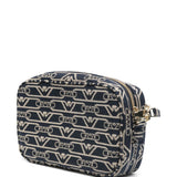 Emporio Armani Jacquard canvas camera case with all-over monogram and chain shoulder strap
