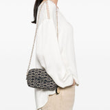 Emporio Armani Jacquard canvas camera case with all-over monogram and chain shoulder strap