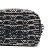 Emporio Armani Jacquard canvas camera case with all-over monogram and chain shoulder strap
