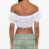 Ermanno Scervino White Off Shoulder Top