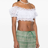 Ermanno Scervino White Off Shoulder Top