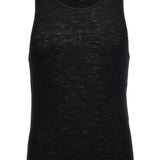 Saint Laurent Black Ribbed Tank Top Embroidered Chest