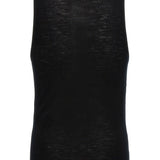 Saint Laurent Black Ribbed Tank Top Embroidered Chest