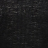 Saint Laurent Black Ribbed Tank Top Embroidered Chest