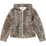 Ganni Tobacco Brown Leopard Print Hoodie Embroidered