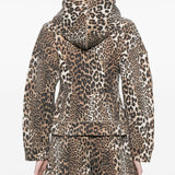 Ganni Tobacco Brown Leopard Print Hoodie Embroidered