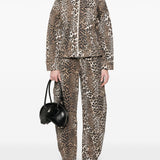 Ganni Tobacco Brown Leopard Print Hoodie Embroidered