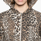 Ganni Tobacco Brown Leopard Print Hoodie Embroidered