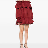 Saint Laurent Bordeaux Red Ruffled Dress