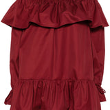 Saint Laurent Bordeaux Red Ruffled Dress