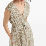Brunello Cucinelli Khaki Buckle Sleeveless VNeck Dress