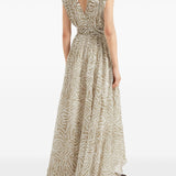 Brunello Cucinelli Khaki Buckle Sleeveless VNeck Dress