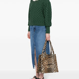 Ganni large leopard-print canvas tote bag