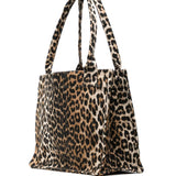 Ganni large leopard-print canvas tote bag