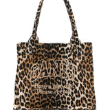 Ganni large leopard-print canvas tote bag