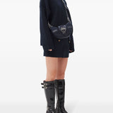 Ganni Navy Blue Buckle Crossbody Bag