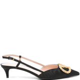 Valentino Black Crystal Embellished Slingback Pumps