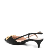 Valentino Black Crystal Embellished Slingback Pumps