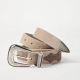 Brunello Cucinelli Two-tone belt in reversed calfskin with worked buckle and tip