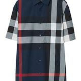 Burberry Navy Checked Patch Pocket Shirt