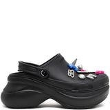 Balenciaga Black Jibbitz Embossed Logo Mules