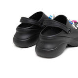 Balenciaga Black Jibbitz Embossed Logo Mules