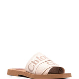 Chloé Beige Sophisticated Embroidered Logo Sandals