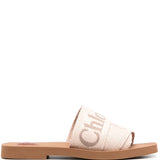 Chloé Beige Sophisticated Embroidered Logo Sandals