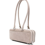 Self-Portrait Grey Suede Baguette Shoulder Bag