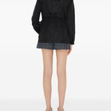 Burberry Black Check Trim Parka Coat