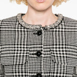 Self Portrait Black Houndstooth Cropped Jacket