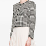 Self Portrait Black Houndstooth Cropped Jacket
