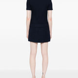 Self-Portrait Navy Belted Tweed Dress