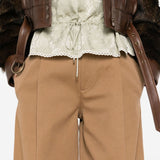 Chloé Caramel Brown Front Button Trousers