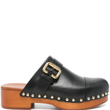 Chloé Black Double Stitched Buckled Sandals