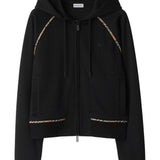 Burberry Cotton blend zip-up hoodie with check trim