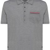 Thom Browne Light Grey SignatureDetail RwbStripe Polo