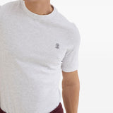 Brunello Cucinelli Cotton jersey crew neck T-shirt with logo and faux-layering