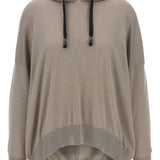 Brunello Cucinelli Beige Drawstring Hooded Sweater