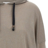 Brunello Cucinelli Beige Drawstring Hooded Sweater