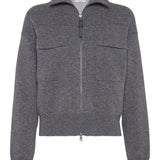 Brunello Cucinelli Charcoal Flap Pocket Cardigan