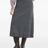 Brunello Cucinelli Grey Cashmere Midi Skirt