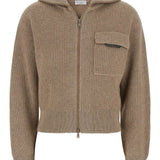 Brunello Cucinelli Beige Zip Up Cardigan