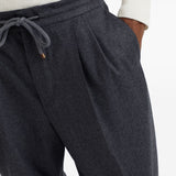 Brunello Cucinelli Drawstring-waistband wool tapered trousers