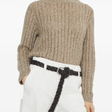 Brunello Cucinelli Beige Rib Knit Sweater