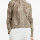 Brunello Cucinelli Beige Rib Knit Sweater