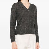 Brunello Cucinelli Grey Cable Knit Jumper