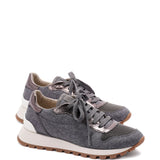 Brunello Cucinelli Virgin wool flannel and lamé calfskin runners